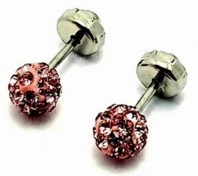 Aros abridores de acero quirurgico bolita de fuego rosa 4mm